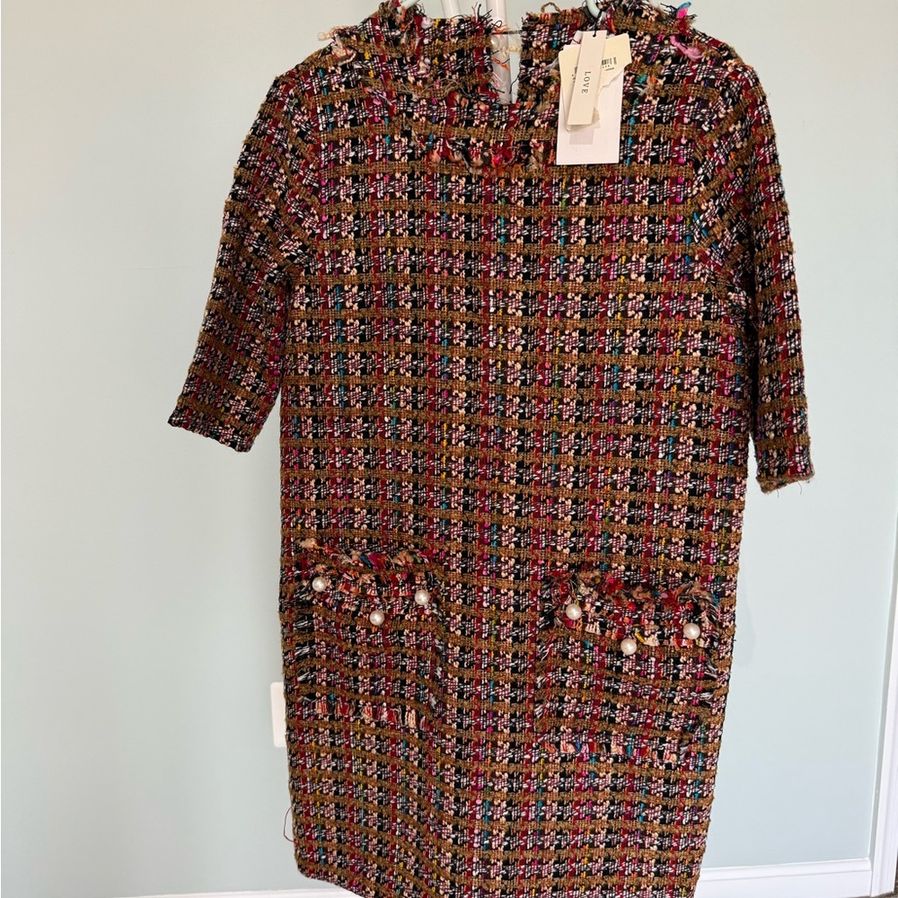 Chic Multicolor Tweed Mini Dress
